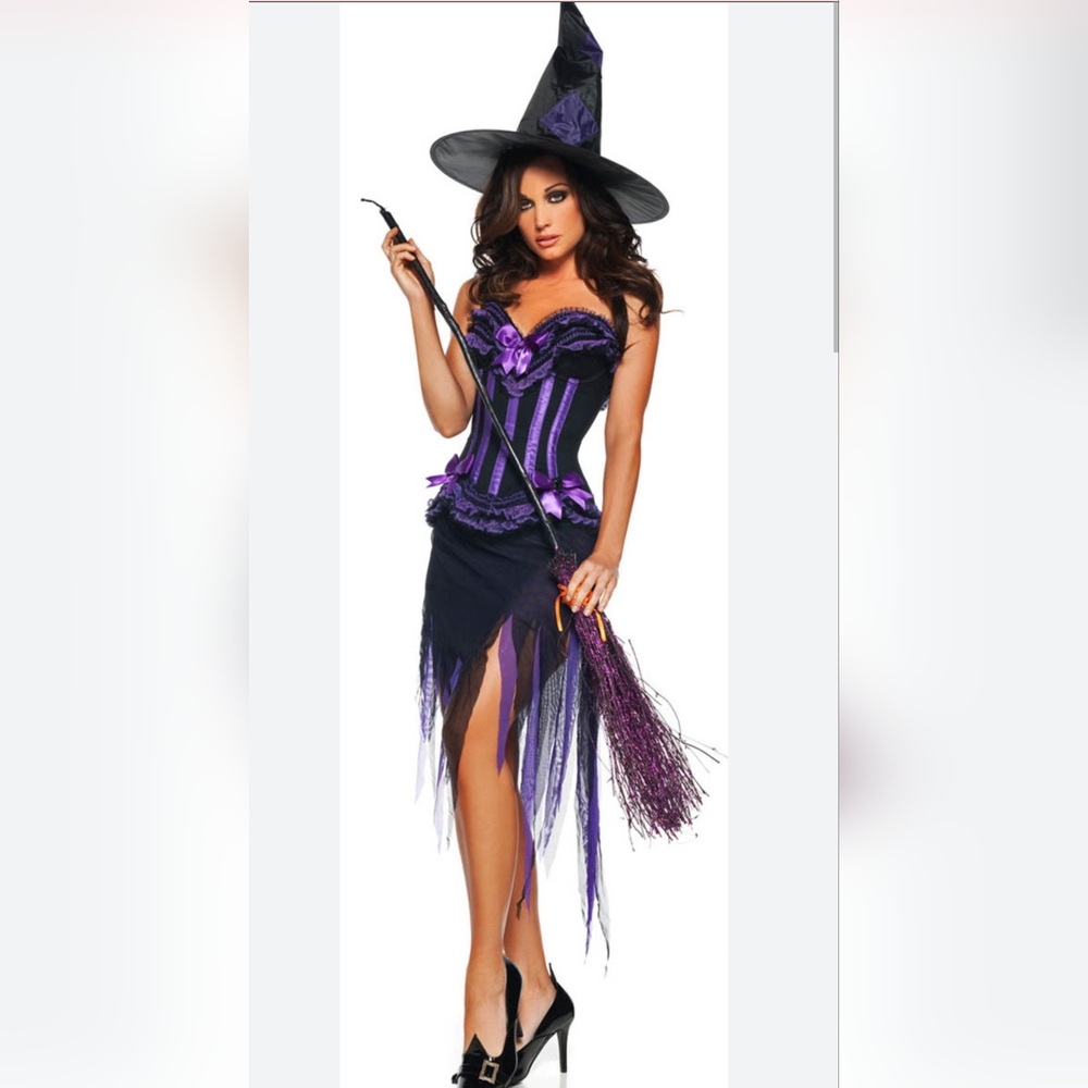RARE Mystery House Purple Corset Carousel Witch Costume EUC XS